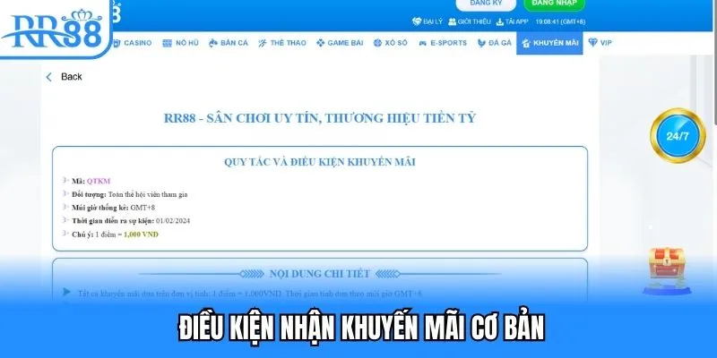 Điều kiện nhận khuyến mãi cơ bản