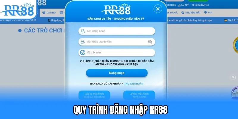 Quy trình 3 bước đăng nhập RR88